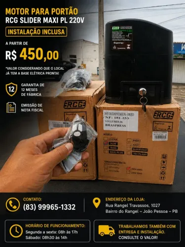 Motor para Portão RCG Slider Maxi PL 450kg - Instalação Inclusa