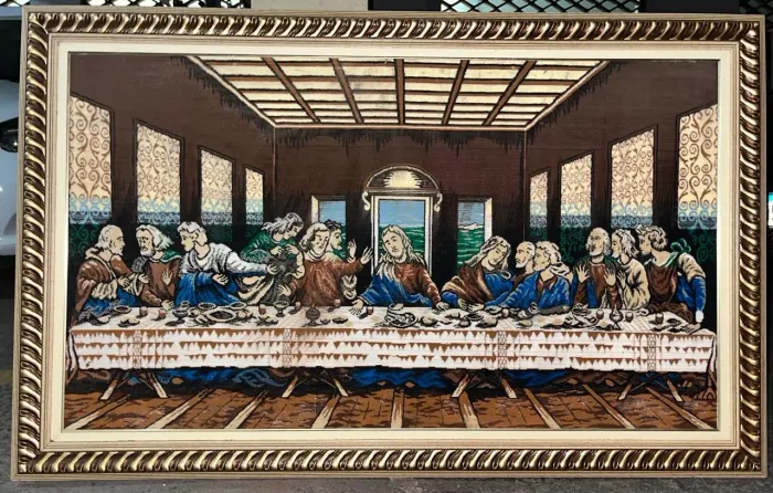 Quadro bordado em lã A Última Ceia 1,70m x 1,10m