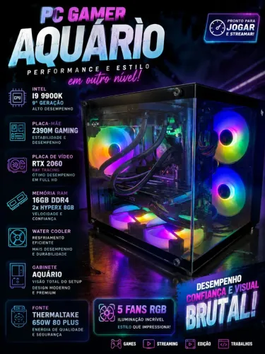 PC Gamer i9 9900K + RTX 2060 + 16GB HyperX + Water Cooler