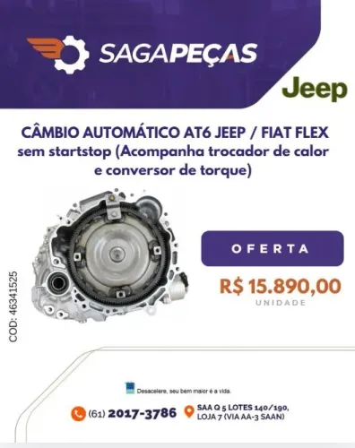 CÂMBIO AUTOMÁTICO AT6 JEEP .acompanha trocador de calor + conversor de torque