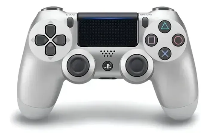 Controle joystick sem fio PlayStation 4 silver