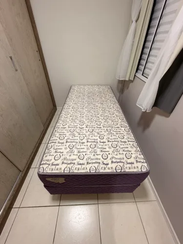 Cama Box com Colchão Solteiro Ecoflex Flex Energy Lilás com Molas Verticoil