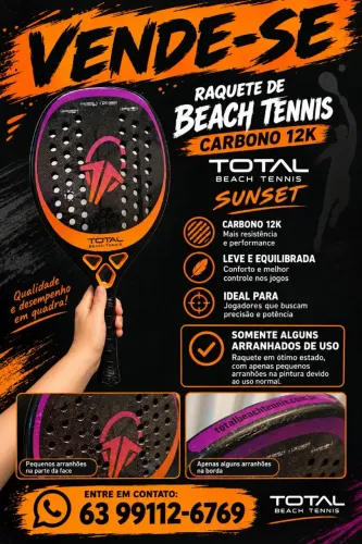 Raquete de Beach tennis carbono 12k total sunset