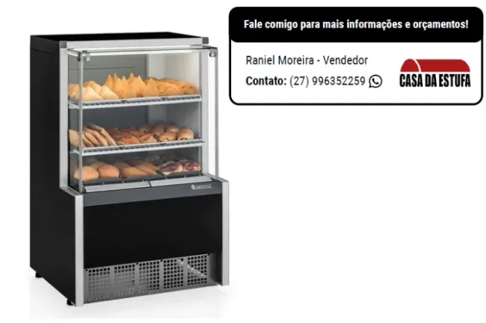 Vitrine Estufa MEQA-075R PR Preta Linha Aurora Gelopar Vidro Reto 0.75m