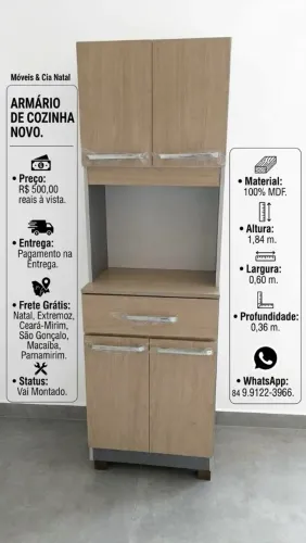 Temos lindos armários de cozinha novo, entrega grátis em Natal e região de Natal.