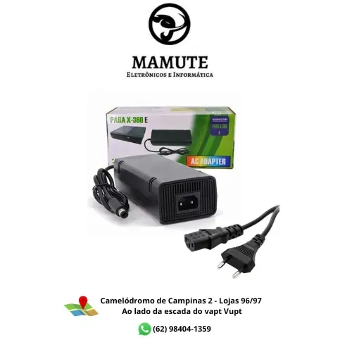 Fonte Xbox 360 Super Slim 1 Pino 120w Bivolt 110/220v + Cabo