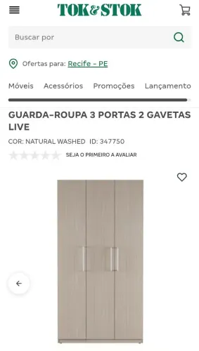 Guarda Roupa 3 Portas - Tok Stok