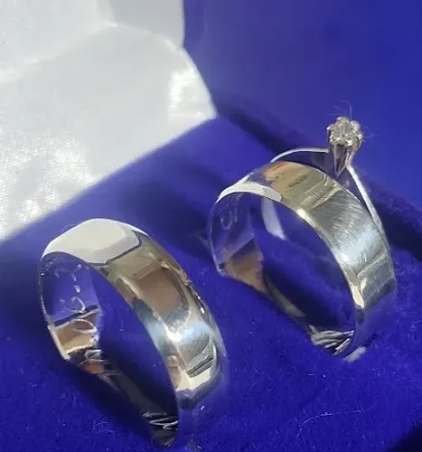 Alianças Trio Reta 8 mm Prata 950 Alianças e Anel Solitário