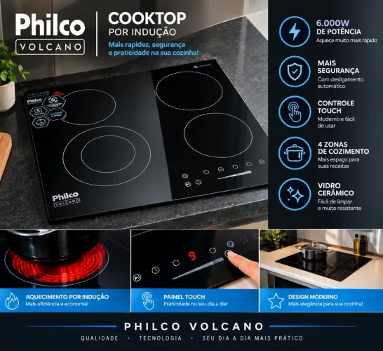 Fogão cooktop elétrico Philco 220v