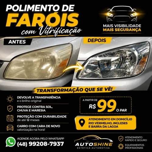 Polimento de Farol com Vitrificação! VAMOS ATÉ VOCÊ!