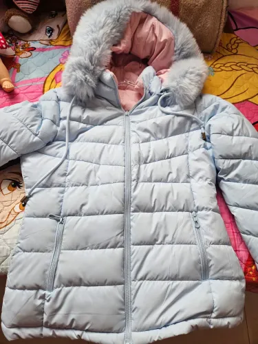 Casaco infantil puffer rosa e azul quetinho