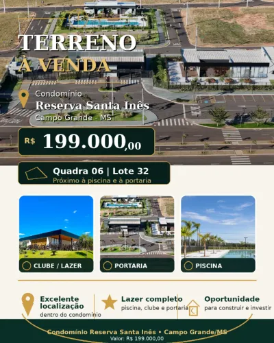 Terreno à venda no Condomínio Reserva Santa Inês