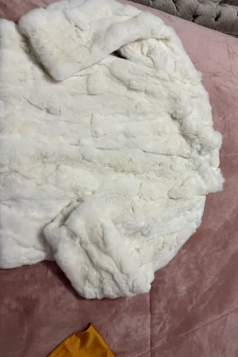 Casaco de pele de coelho original novo 