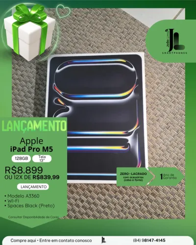IPAD PRO M5, 256GB, SPACE BLACK, TELA 13 POL., LACRADO, EXCLUSIVO!