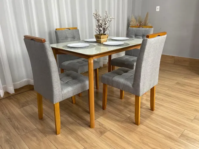 Mesa de Jantar Iza 1.20×0.80 c/4 Cadeiras Madeira l66