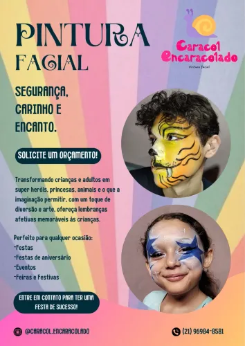 Pintura facial infantil e terere em festas e eventos.