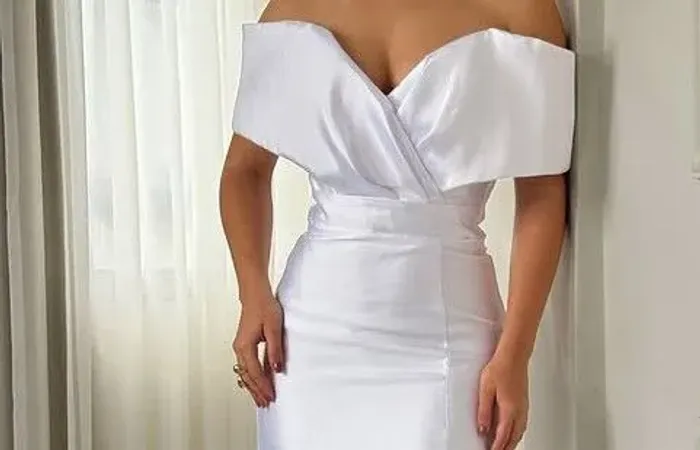 Vestido longo Branco em Zibeline