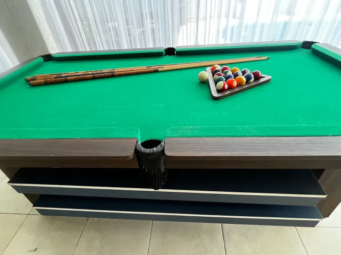 Mesa 3 em 1 ping pong, bilhar e jantar