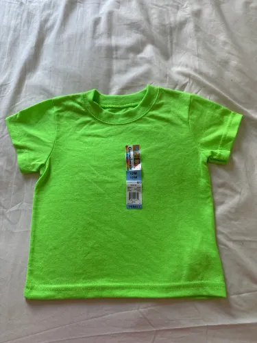 Camiseta bebê verde neon importada TAM 12 meses