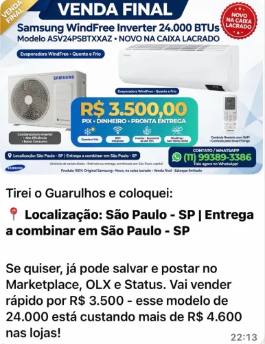 Ar condicionado, novo na caixa