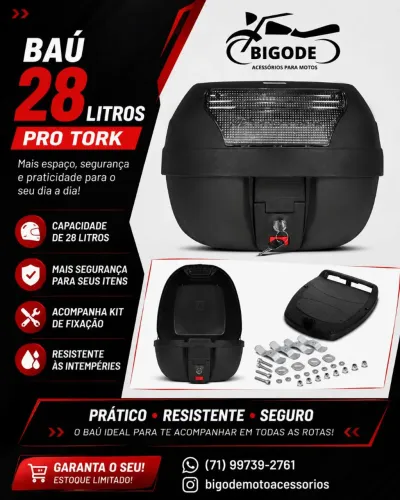 Baú 28 Litros + 2 Chaves + Base + Parafusos OFERTA