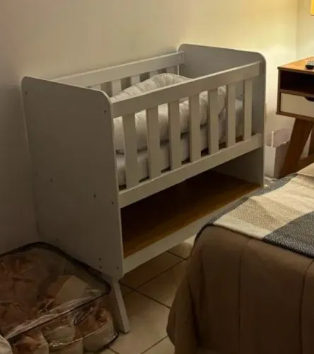 Mini Berço Retro Guti 3 Em 1 Branco Com Colchão Incluso