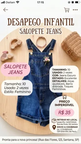 Jardineira Infantil feminina
