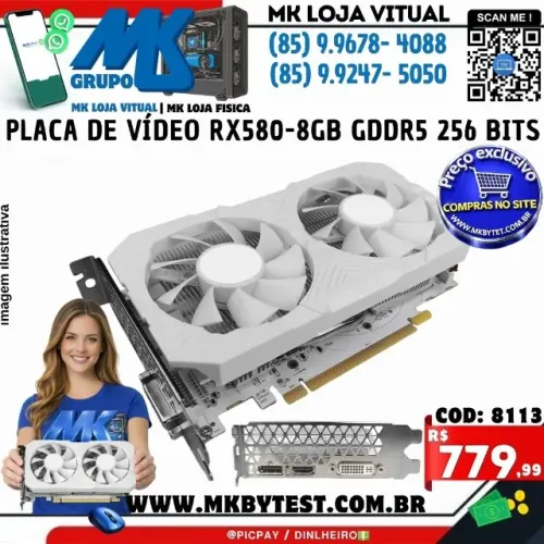Placa de vídeo RX580-8GB Gddr5 256 Bits