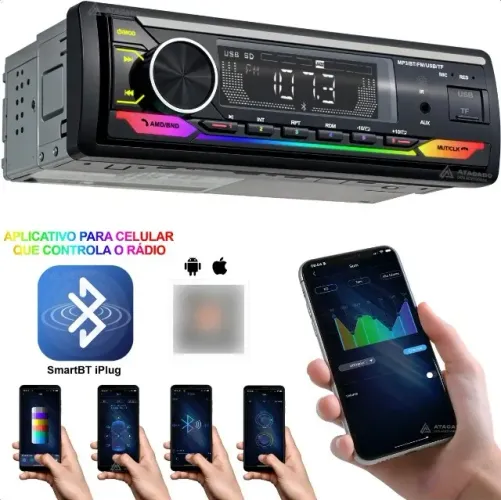Som Automotivo Car MP3 Player USB/TF/Radio