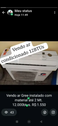 Vendo ar condicionado 12000Btus já instalado ZAP *