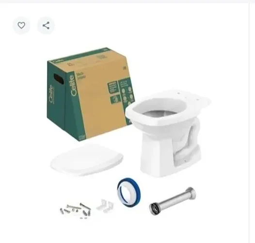 05 Kits Vaso Sanitário Celite Convencional Like Branco + Acessórios de Fixação Assento PP
