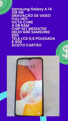 SAMSUNG GALAXY A 14 128 GB 4 GB RAM TELA LCD 6.6 FULL HD+ NOVO UNICA DONA