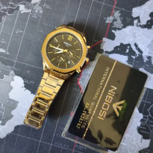 Relógio Nibosi Gold Original Pulseira em Aço Premium