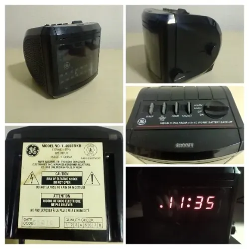 Rádio-relógio AM/FM General Electric GE Digital Cube Radio, década de 1980, modelo nº 7-46