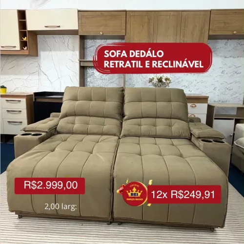 PROMOÇÃO URGENTE - Sofá de Luxo Dédalo RETRÁTIL RECLINÁVEL por apenas 12x de R$249,91