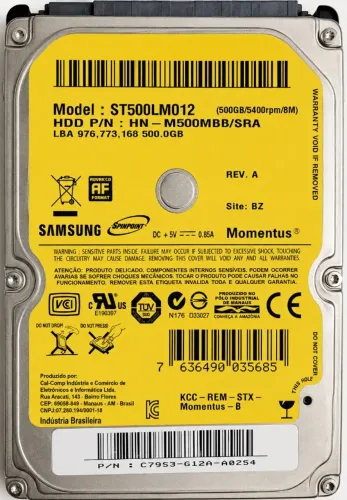 HD Original Samsung Spinpoint Momentus 500 GB ST500LM012 2.5"