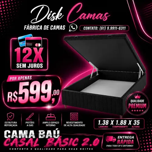 ama Baú Casal com Grande Espaço Interno - Fabricação Própria!