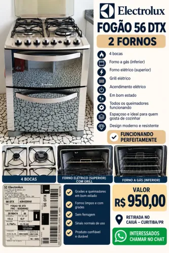  VENDO FOGÃO ELECTROLUX 56 DTX INOX - 2 FORNOS