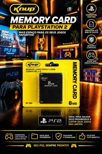Memory Card 8mb 16mb 32mb para PS2 Knup Novo Promoção