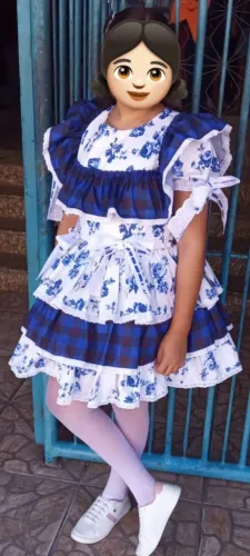 Lindo vestido Junino Infantil Azul.