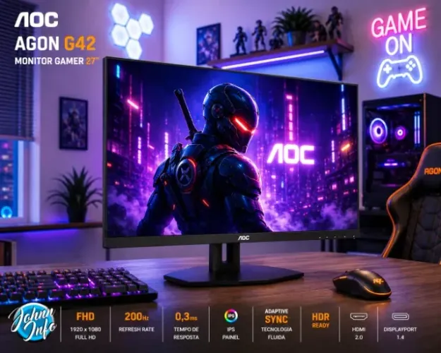 Monitor Gamer Aoc Agon G42 27 200hz 0,3ms Ips 27g42he