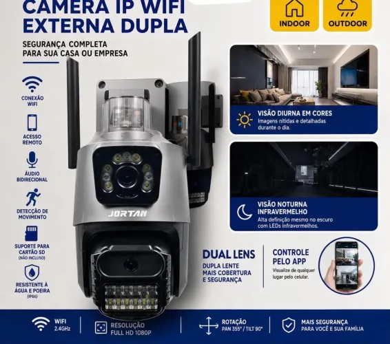 Camorra de segurança com lente dupla Wi-Fi Jortan