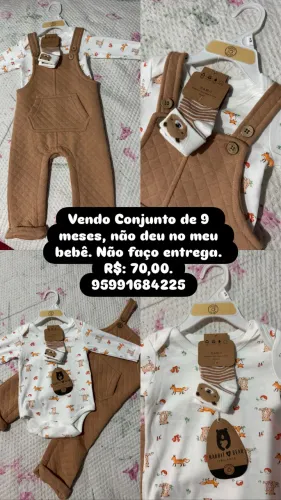 Vendo Conjunto de 9 meses, motivo da venda, não deu no meu bebê.