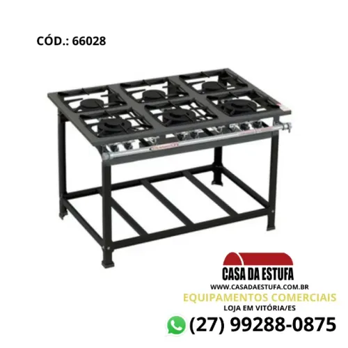 Fogão 6 Bocas Baixa Pressão Luxo 30x30 3QS/3QD  - Itajobi Fogões