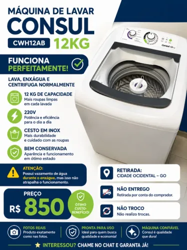 Máquina de lavar cônsul 12kg