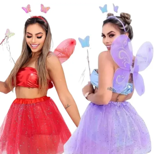 Kit fantasia e metálico carnaval bloquinho 