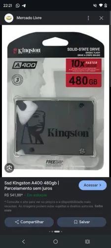 SSD 480GB KINGSTON PRA SAIR LOGO