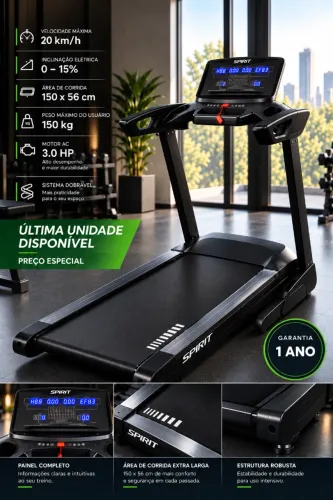 Esteira Profissional Spirit 3.0 HP AC