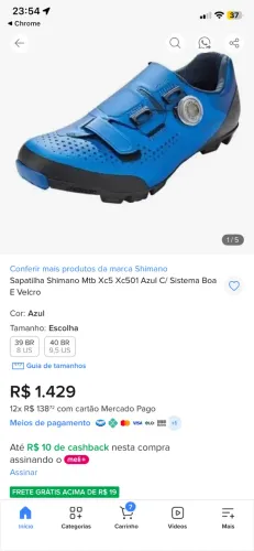 Sapatilha Mtb Shimano Cor: Azul TAM:40 BRA