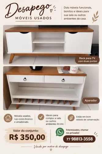 Conjunto Rack de TV e aparador